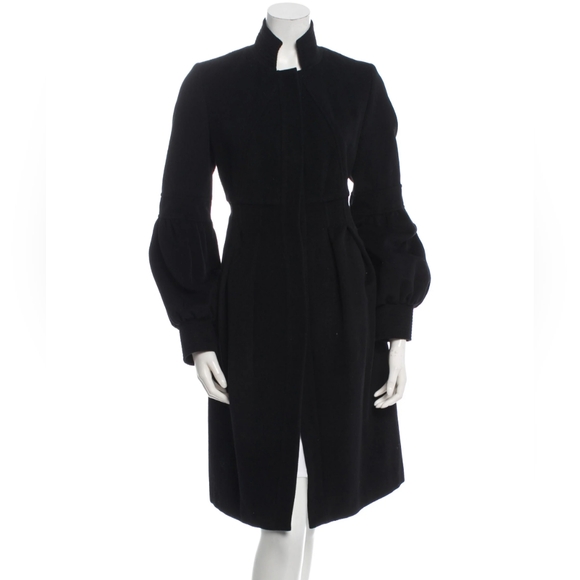 Diane Von Furstenberg Jackets & Blazers - Diane von Furstenberg black coat, bell sleeves, snap front, wool blend size 2